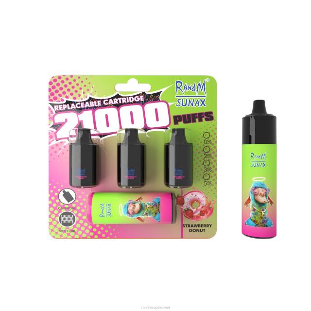 RandM Sunax 21000 جراب التحكم في تدفق الهواء، جهاز vape قابل للاستبدال، قطعة واحدة دونات الفراولة BFTJ267 RandM Vape Shop