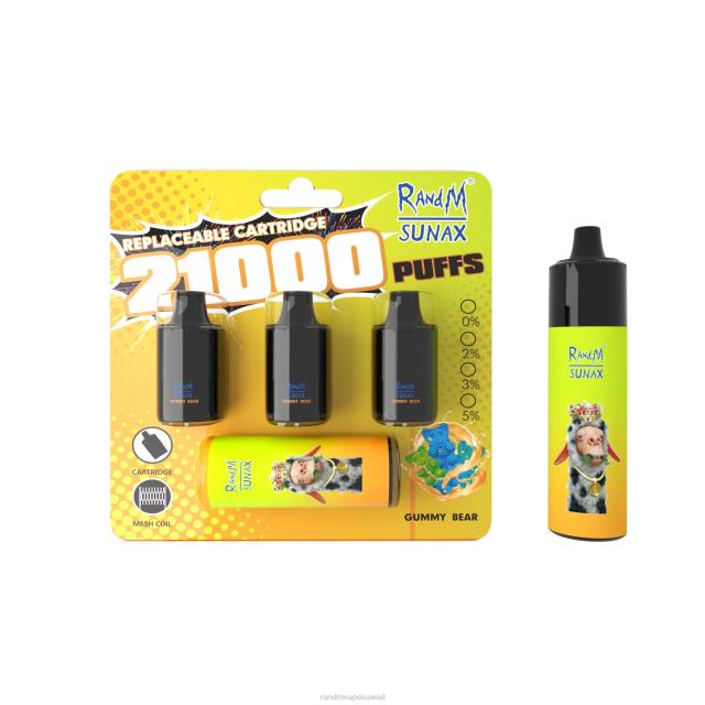 RandM Sunax 21000 جراب التحكم في تدفق الهواء، جهاز vape قابل للاستبدال، قطعة واحدة حلوى الدب المضغية BFTJ268 RandM Vape Online