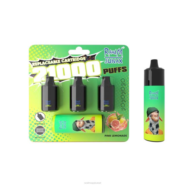 RandM Sunax 21000 جراب التحكم في تدفق الهواء، جهاز vape قابل للاستبدال، قطعة واحدة عصير الليمون الوردي BFTJ269 RandM Vape Buy Online