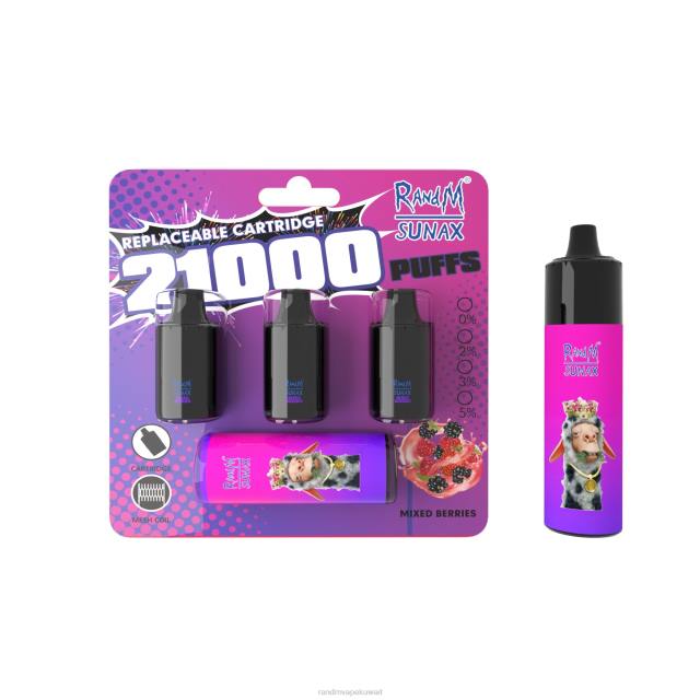 RandM Sunax 21000 جراب التحكم في تدفق الهواء، جهاز vape قابل للاستبدال، قطعة واحدة التوت المختلطة BFTJ270 RandM Tornado Store