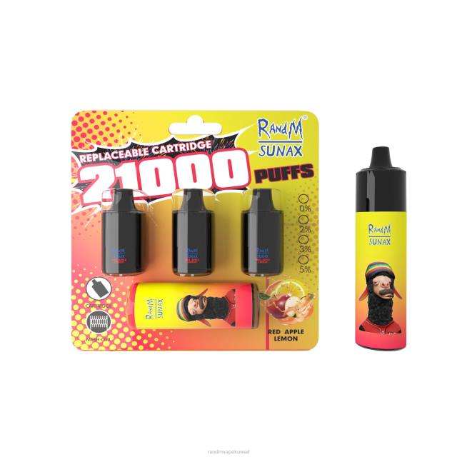 RandM Sunax 21000 جراب التحكم في تدفق الهواء، جهاز vape قابل للاستبدال، قطعة واحدة التفاح الأحمر والليمون BFTJ272 RandM Tornado Kuwait