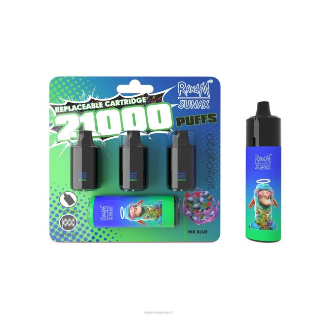 RandM Sunax 21000 جراب التحكم في تدفق الهواء، جهاز vape قابل للاستبدال، قطعة واحدة السيد الأزرق BFTJ274 RandM Disposable Vape