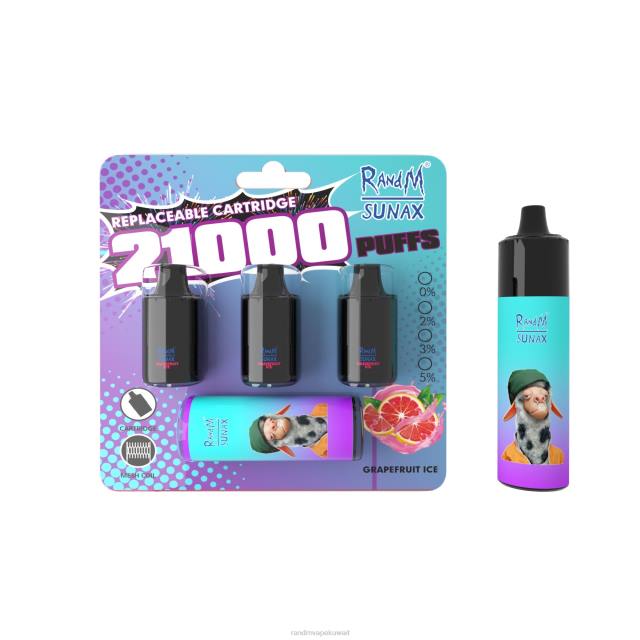 RandM Sunax 21000 جراب التحكم في تدفق الهواء، جهاز vape قابل للاستبدال، قطعة واحدة جليد الجريب فروت BFTJ275 RandM Best Flavors