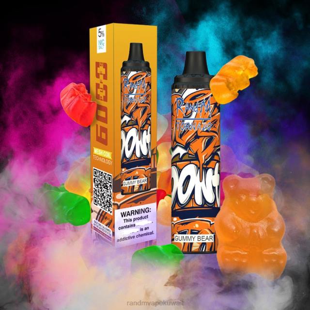 RandM Tornado جهاز 6000 جهاز التحكم في تدفق الهواء 1 قطعة حلوى الدب المضغية BFTJ281 RandM Vape Kuwait
