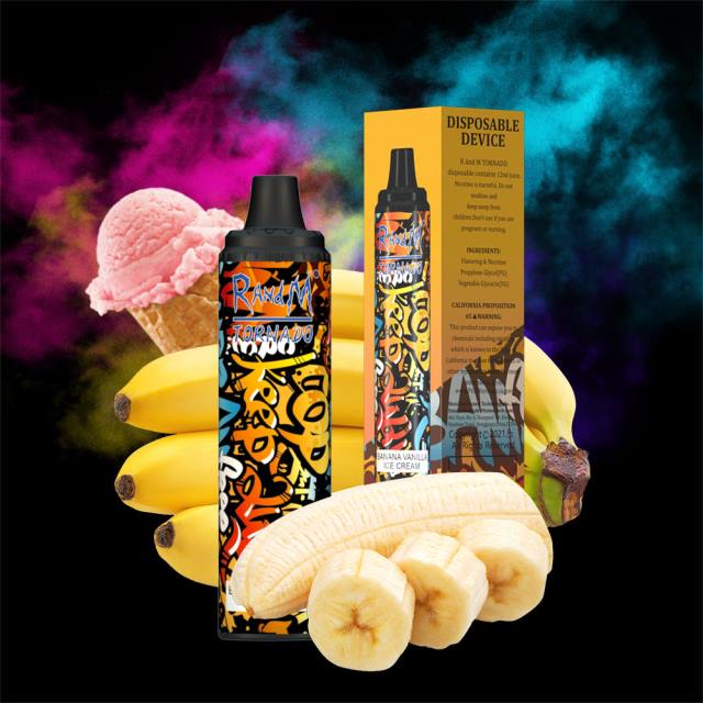 RandM Tornado جهاز 6000 جهاز التحكم في تدفق الهواء 1 قطعة آيس كريم موز فانيليا BFTJ297 RandM Vape Shop