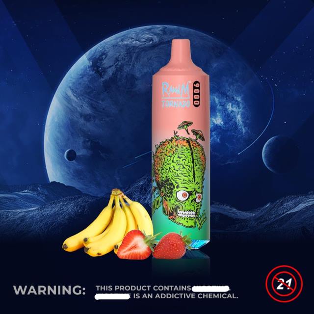 RandM Tornado 9000 جهاز vape pod 1 قطعة الإصدار 1 الموز بالفراولة BFTJ134 RandM Disposable Vape