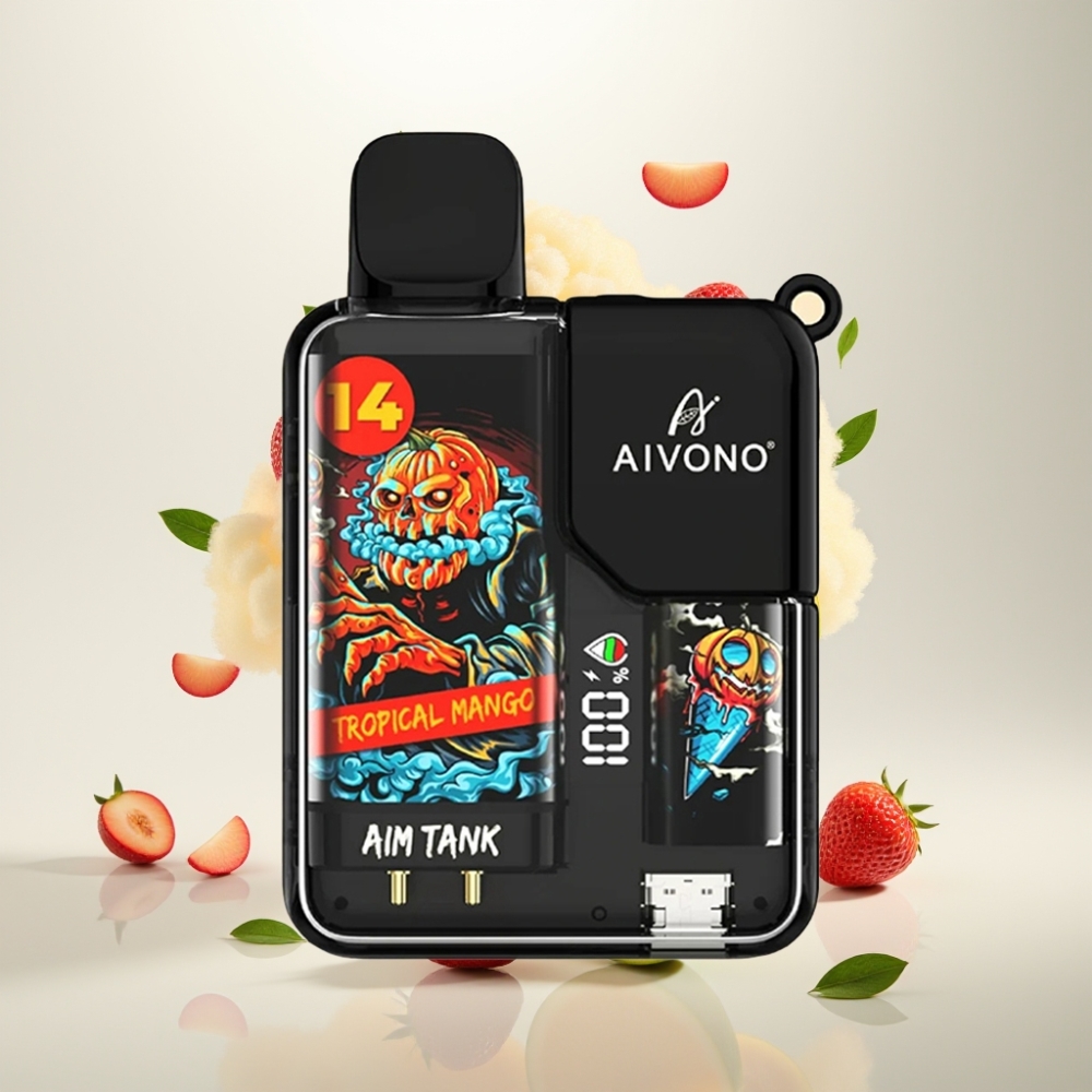 Aivono AIM-TANK 9500 بخار - مانجو استوائي، 18مل، شاشة LCD