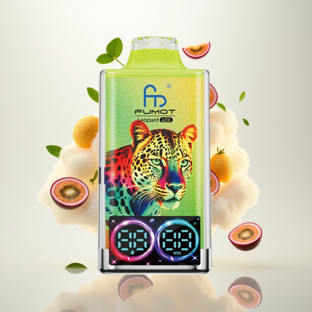 فوموت ليوبارد Fumot Leopard 40000 بخاخ مزاج كيوي/باشن فروت/جوافة، 700 مللي أمبير، 40000 نفخة، شحن Type-C