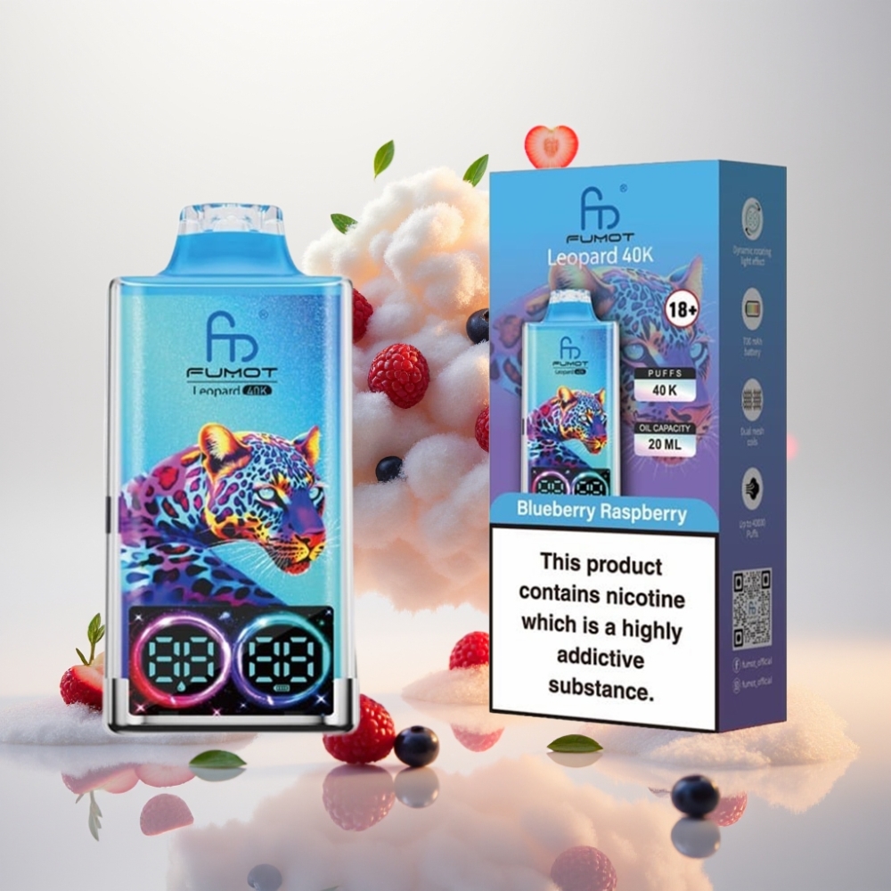 فوموت ليوبارد Fumot Leopard 40000 نكهة التوت الأزرق والتوت الأحمر - بطارية 700 مللي أمبير، شحن Type-C