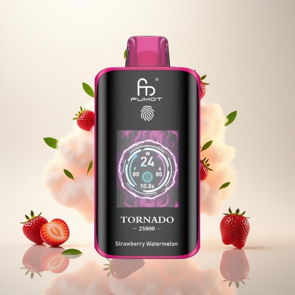 فوموت تورنادو Fumot Tornado 25000 نَفخة - فراولة بطيخ، شاشة HD، 20مل، 700mAh