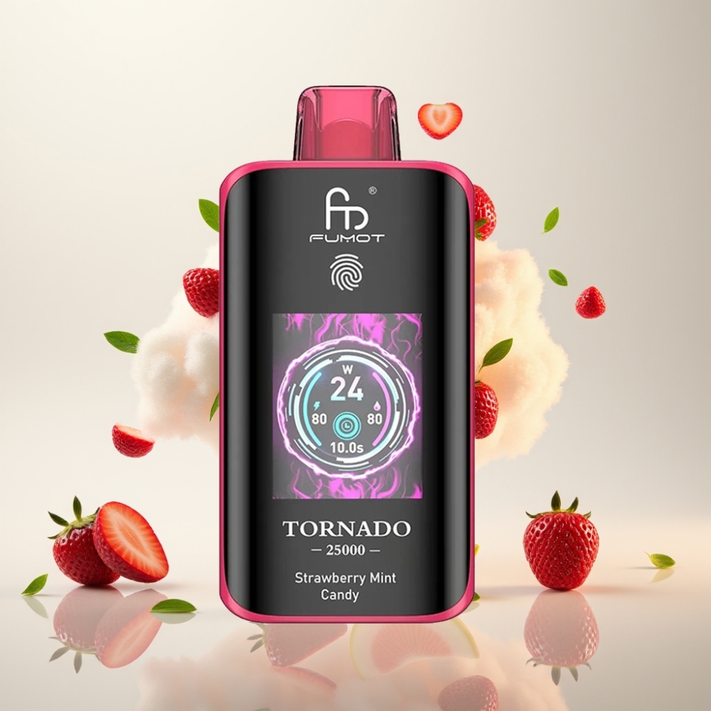 فوموت تورنادو Fumot Tornado 25000 نَفخة - فراولة بنعناع - شاشة HD - بطارية 700mAh