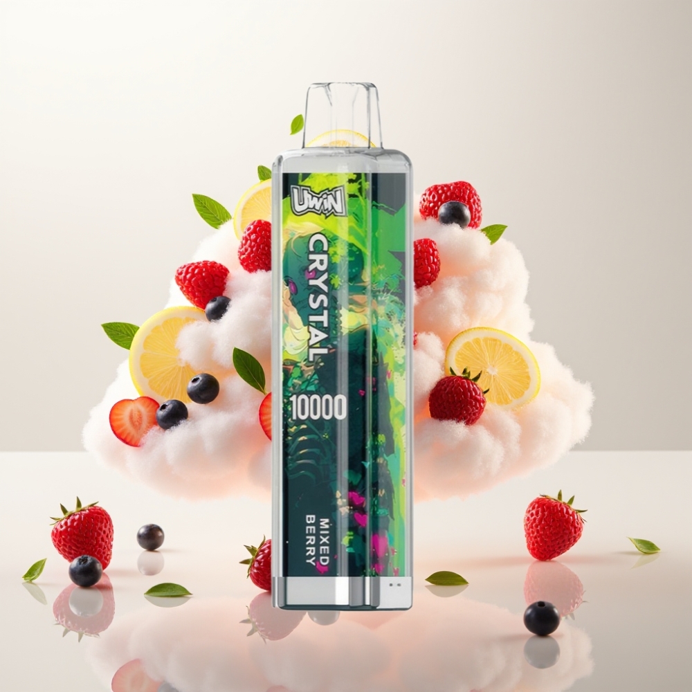 يوين كريستال UWIN Crystal 10000 نفخة - توت مشكل (0%-5% نيكوتين، 18مل، شحن نوع-C)