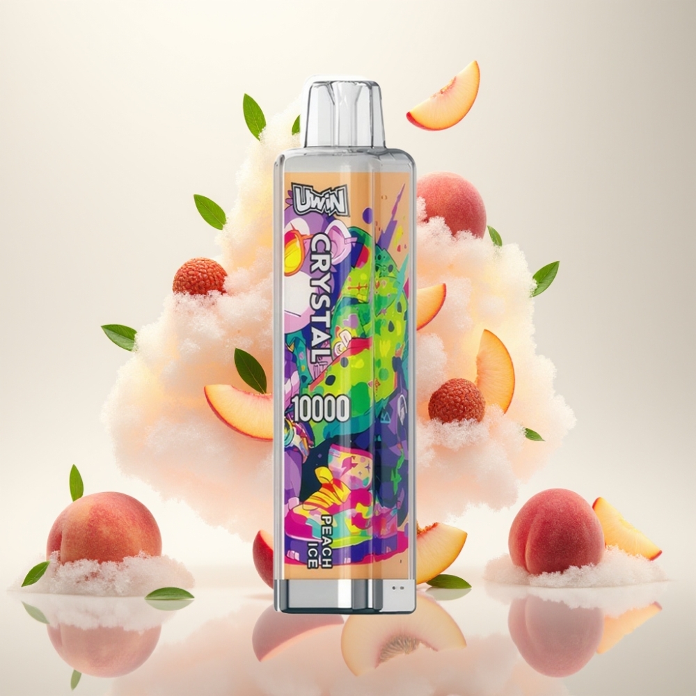 يوين كريستال UWIN Crystal 10000 نفخة - خوخ مثلج (0%-5% نيكوتين، 18مل، شحن نوع-C)