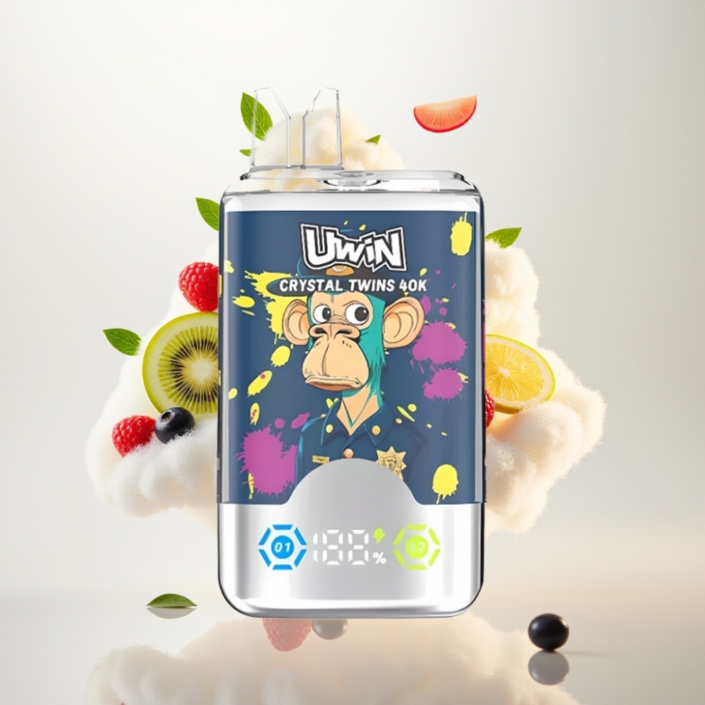 يوين كريستال توينز UWIN Crystal Twins 40000 نَفخة بنكهات الكيوي والجوافة والتوت الأزرق والتوت الأحمر