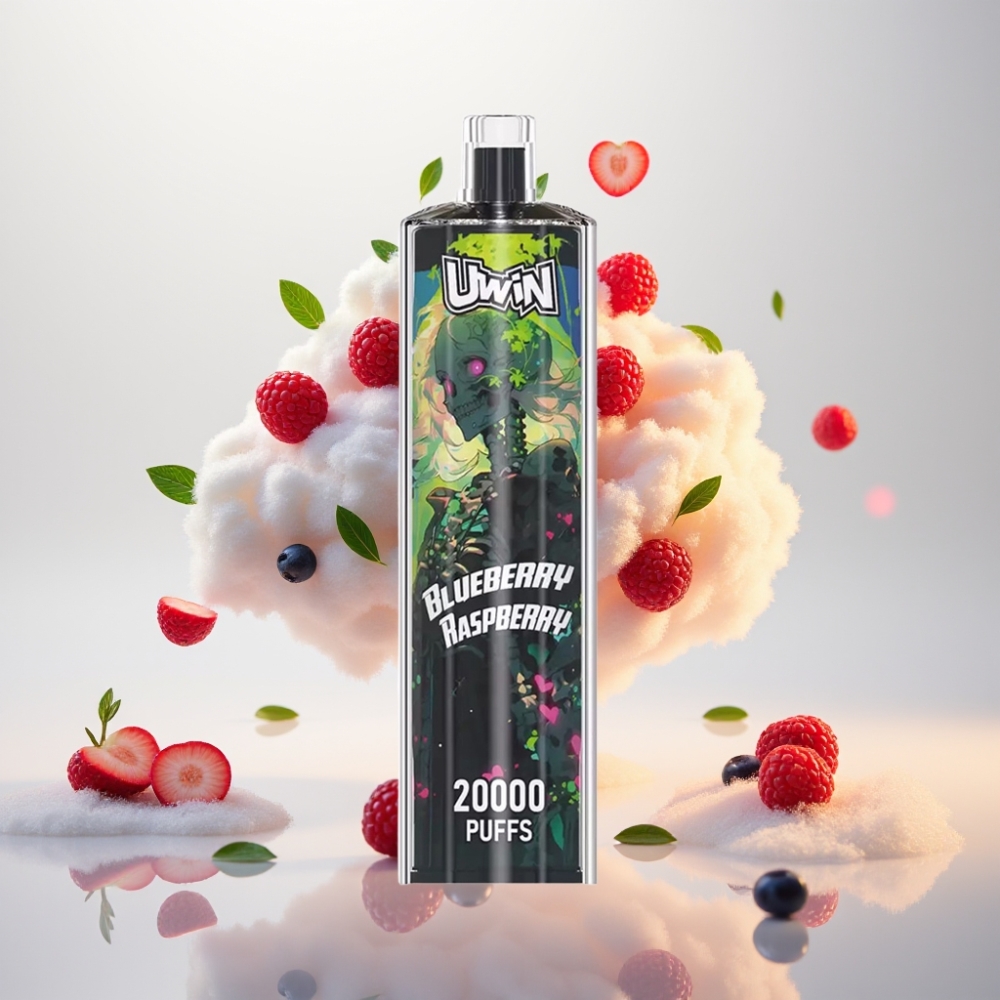 يوين شيشة كريستال Uwin Shisha Hookah Crystal 20000 نفخة - توت أزرق وعليق (0%-5% نيكوتين، 650 مللي أمبير، Type-C)