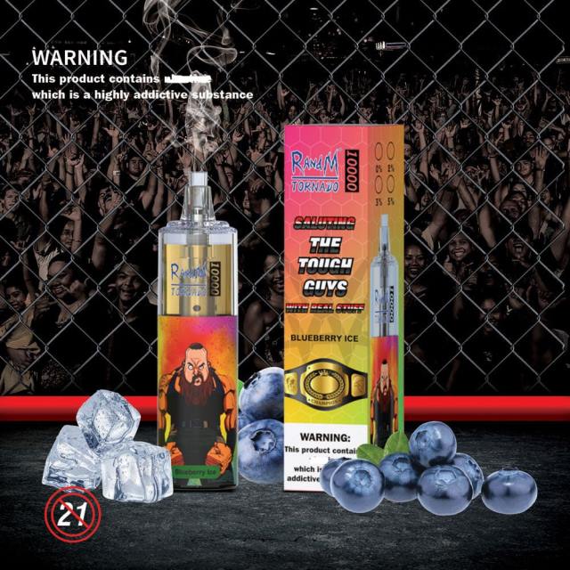 RandM Tornado 10000 جهاز التحكم في تدفق الهواء 1 قطعة جليد التوت BFTJ104 RandM Disposable Vape
