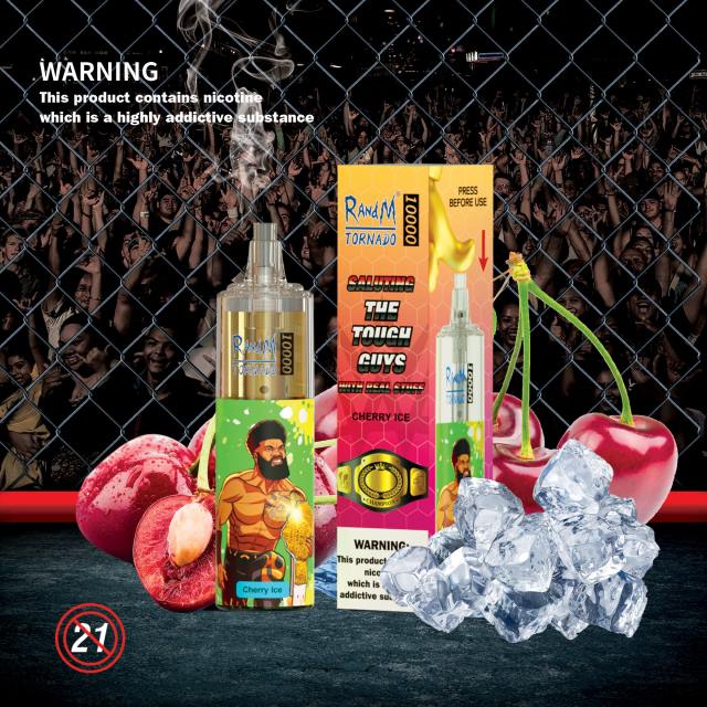 RandM Tornado 10000 جهاز التحكم في تدفق الهواء 1 قطعة جليد الكرز BFTJ124 RandM Disposable Vape