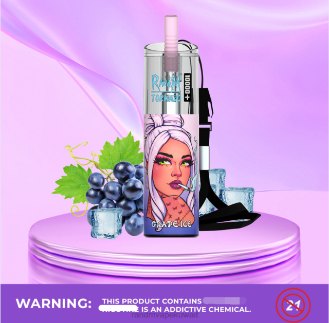 RandM Tornado 10000 جهاز vape للتحكم في تدفق الهواء 1 قطعة جليد العنب BFTJ76 RandM Vape Sale