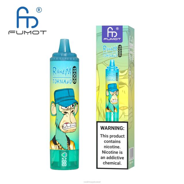 Fumot RandM Tornado جهاز 15000 فيب بالبطارية وشاشة العرض الاصدار 2 الكرز الأزرق BFTJ45 RandM Best Flavors