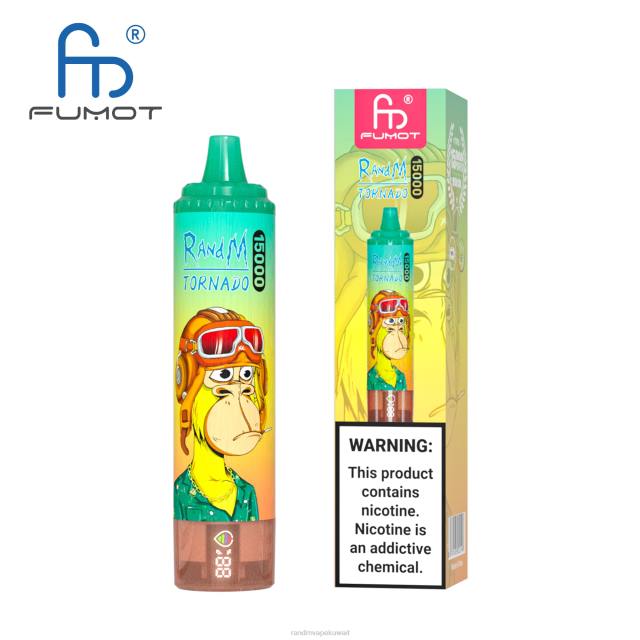 Fumot RandM Tornado جهاز 15000 فيب بالبطارية وشاشة العرض الاصدار 2 الكرز الأزرق BFTJ45 RandM Best Flavors
