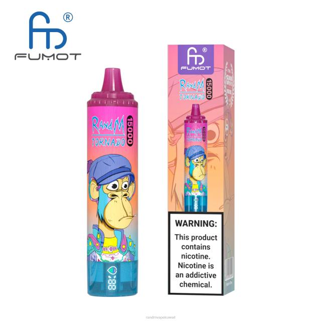 Fumot RandM Tornado جهاز 15000 فيب بالبطارية وشاشة العرض الاصدار 2 الكرز الأزرق BFTJ45 RandM Best Flavors