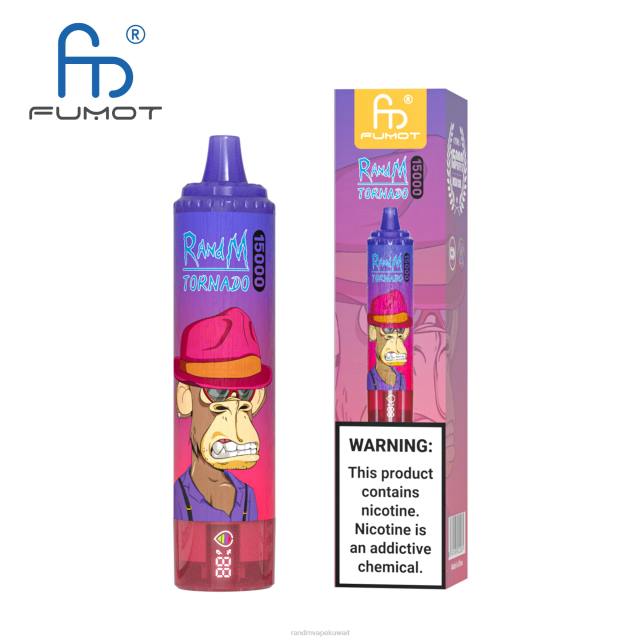 Fumot RandM Tornado جهاز 15000 فيب بالبطارية وشاشة العرض الاصدار 2 الكرز الأزرق BFTJ45 RandM Best Flavors