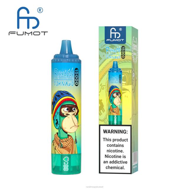 Fumot RandM Tornado جهاز 15000 فيب بالبطارية وشاشة العرض الاصدار 2 الكرز الأزرق BFTJ45 RandM Best Flavors