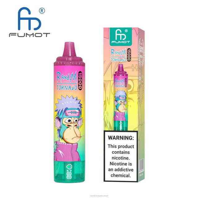 Fumot RandM Tornado جهاز 15000 فيب بالبطارية وشاشة العرض الاصدار 2 الكرز الأزرق BFTJ45 RandM Best Flavors