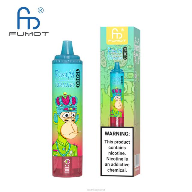 Fumot RandM Tornado جهاز 15000 فيب بالبطارية وشاشة العرض الاصدار 2 الكرز الأزرق BFTJ45 RandM Best Flavors