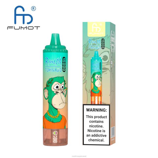 Fumot RandM Tornado جهاز 15000 فيب بالبطارية وشاشة العرض الاصدار 2 الكرز الأزرق BFTJ45 RandM Best Flavors