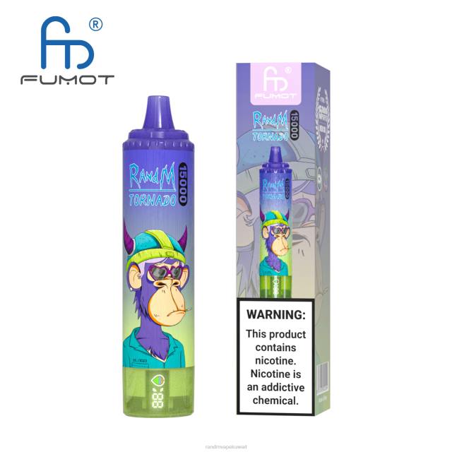 Fumot RandM Tornado جهاز 15000 فيب بالبطارية وشاشة العرض الاصدار 2 الكرز الأزرق BFTJ45 RandM Best Flavors