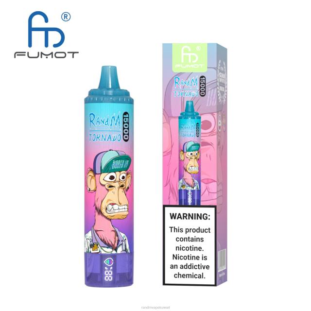 Fumot RandM Tornado جهاز 15000 فيب بالبطارية وشاشة العرض الاصدار 2 الكرز الأزرق BFTJ45 RandM Best Flavors