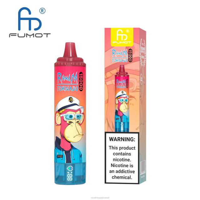 Fumot RandM Tornado جهاز 15000 فيب بالبطارية وشاشة العرض الاصدار 2 الكرز الأزرق BFTJ45 RandM Best Flavors
