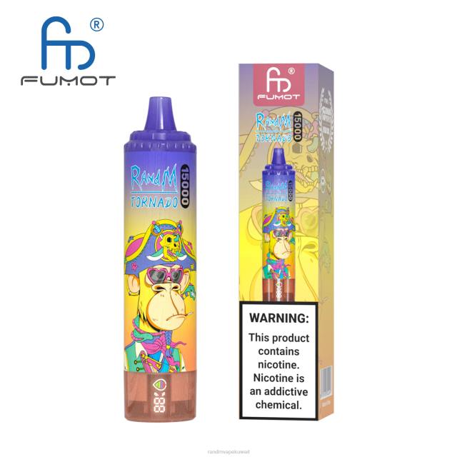 Fumot RandM Tornado جهاز 15000 فيب بالبطارية وشاشة العرض الاصدار 2 الكرز الأزرق BFTJ45 RandM Best Flavors