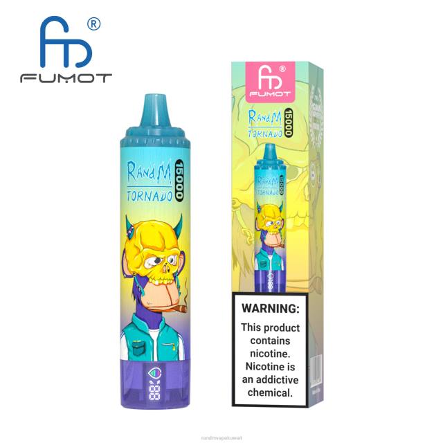 Fumot RandM Tornado جهاز 15000 فيب بالبطارية وشاشة العرض الاصدار 2 الكرز الأزرق BFTJ45 RandM Best Flavors