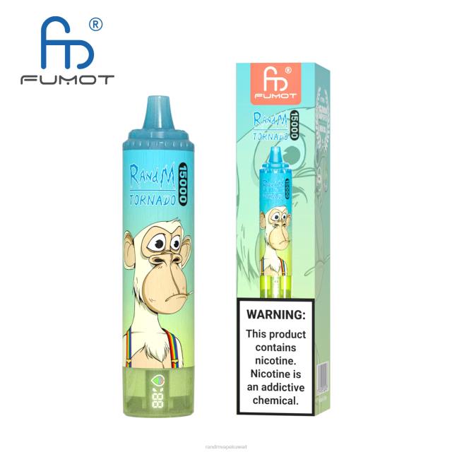 Fumot RandM Tornado جهاز 15000 فيب بالبطارية وشاشة العرض الاصدار 2 الكرز الأزرق BFTJ45 RandM Best Flavors