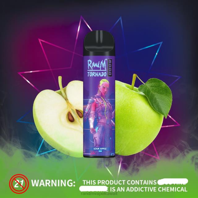 RandM Tornado جهاز vape للتحكم في تدفق الهواء 8000 قطعة واحدة حامض التفاح BFTJ240 RandM Tornado Store