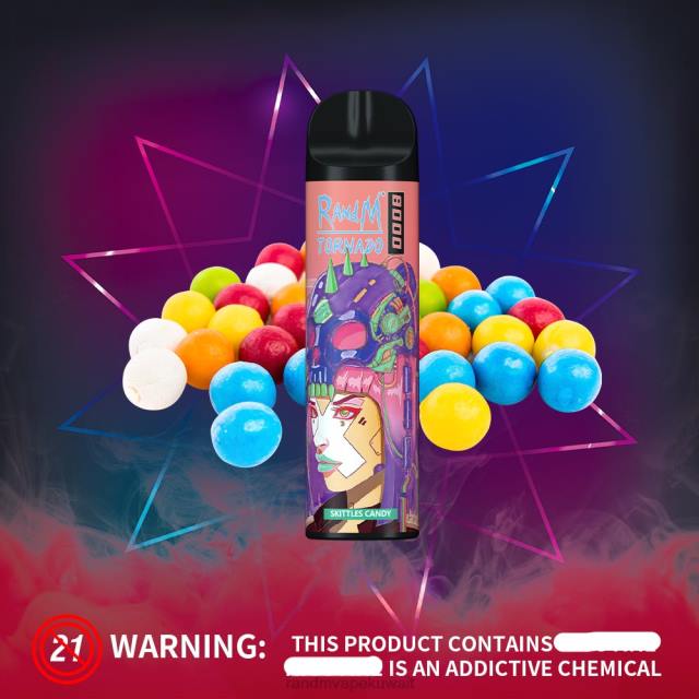 RandM Tornado جهاز vape للتحكم في تدفق الهواء 8000 قطعة واحدة حامض التفاح BFTJ240 RandM Tornado Store