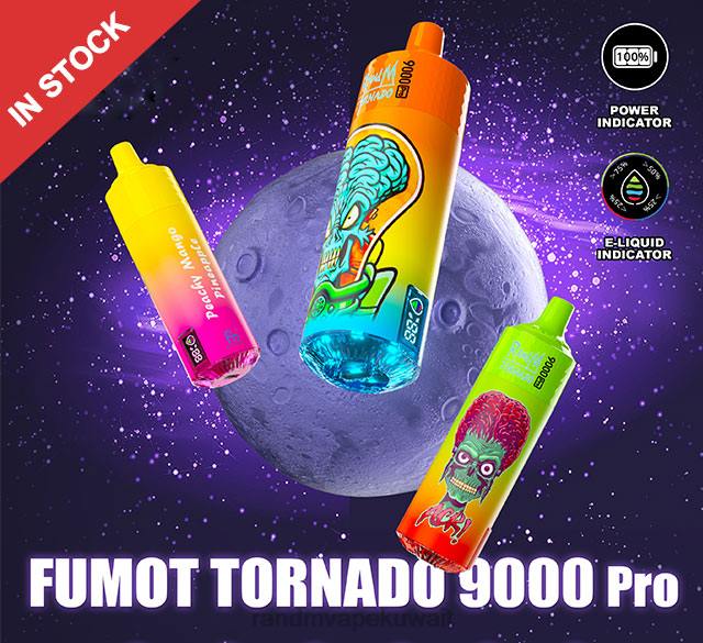 Fumot RandM Tornado جهاز 9000 برو فيب بالبطارية وشاشة العرض الاصدار 2 التوت البري الكرز BFTJ204 RandM Disposable Vape