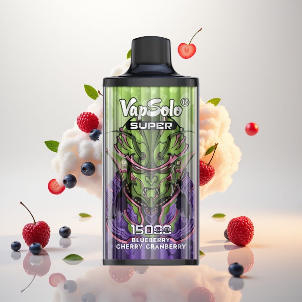 فابسولو سوبر Vapsolo Super 15000 نَفخة بنكهة التوت الأزرق والكرز والتوت البري، 40 مل، 850 ملي أمبير