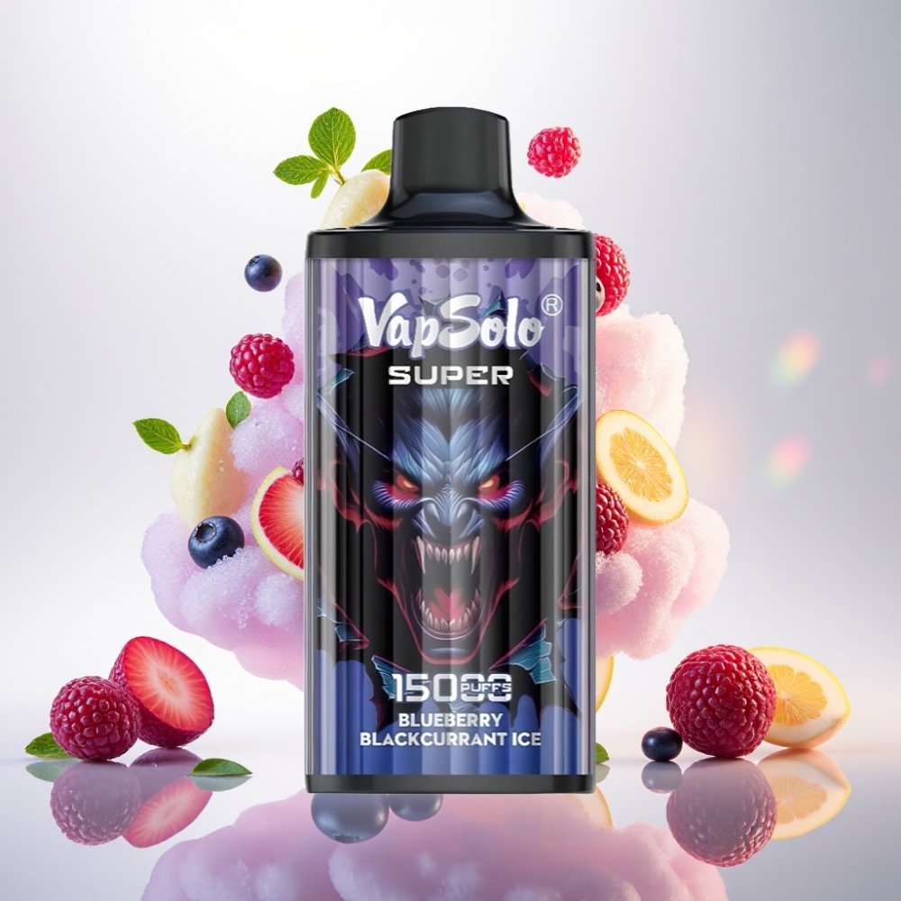 فابسولو سوبر Vapsolo Super 15000 نفخة - توت أزرق وكشمش أسود مثلج - 40مل/850ماه