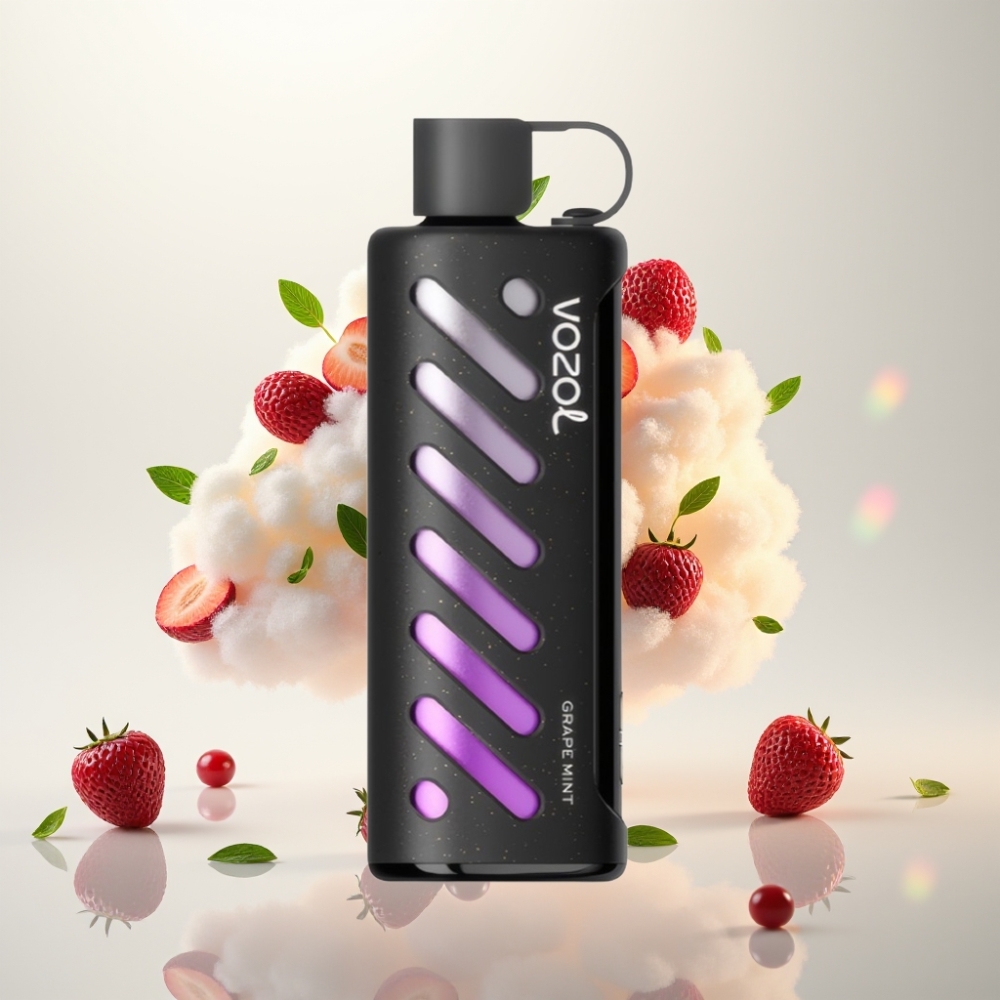 فوزول جير شيشة Vozol Gear Shisha 25000 نفخة بنكهة عنب بالنعناع، شريحة ذكية، 5ملغم/مل